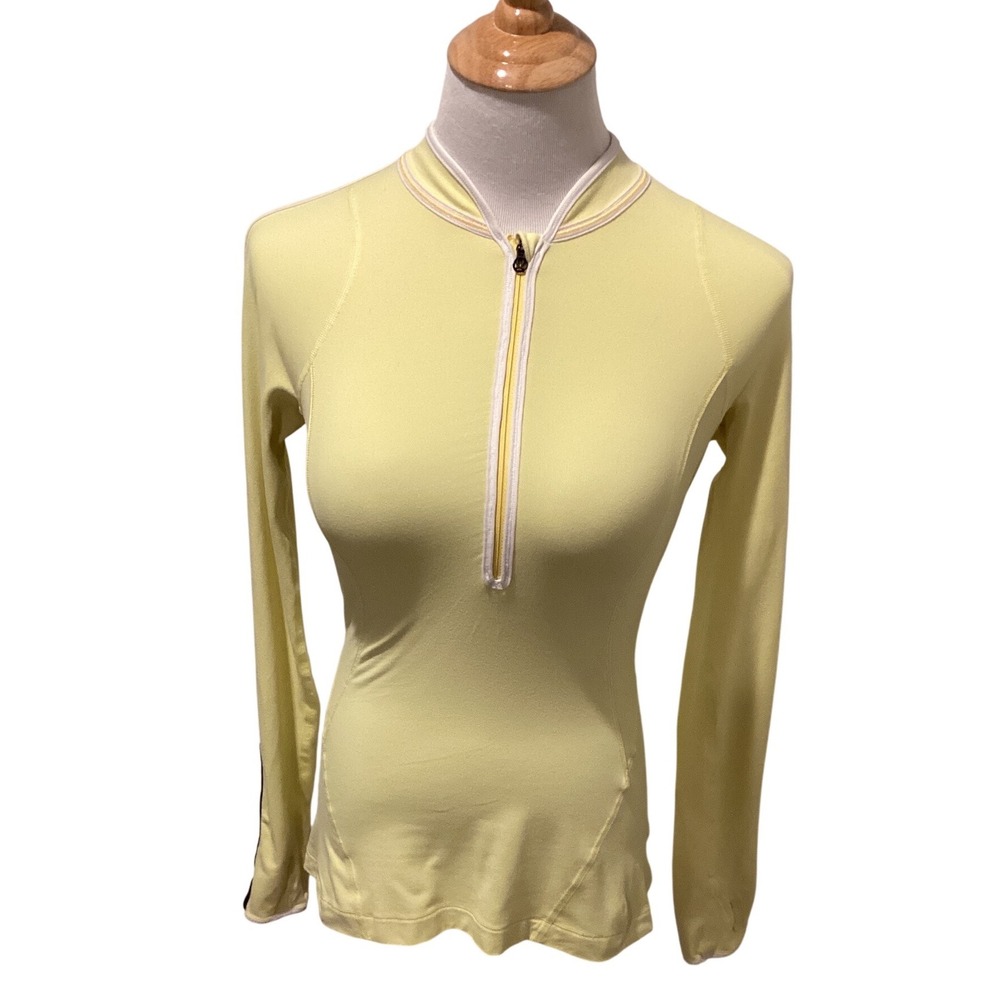 Lululemon Yellow Half Zip Long Sleeve Running Cycling Top Size 6 Thumbholes